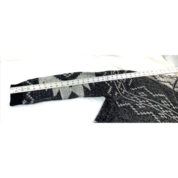 Karen Kane Aztec Black White Patten Waterfall Draped Open Front Cardigan Women M - Picture 11 of 11